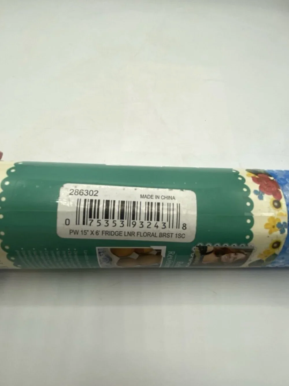 Pioneer Woman Refrigerator Shelf Liner Blue Floral Burst Pattern 15 In x 6 Ft